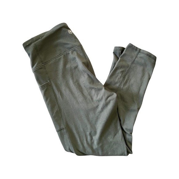 GAIAM OM-Dri Fit Tap Shoe Olive Green Yoga Pants Sz M - Picture 1 of 5